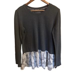 Victoria's Secret Gray Sheer butterfly‎ ruffle Hem sweater size Large